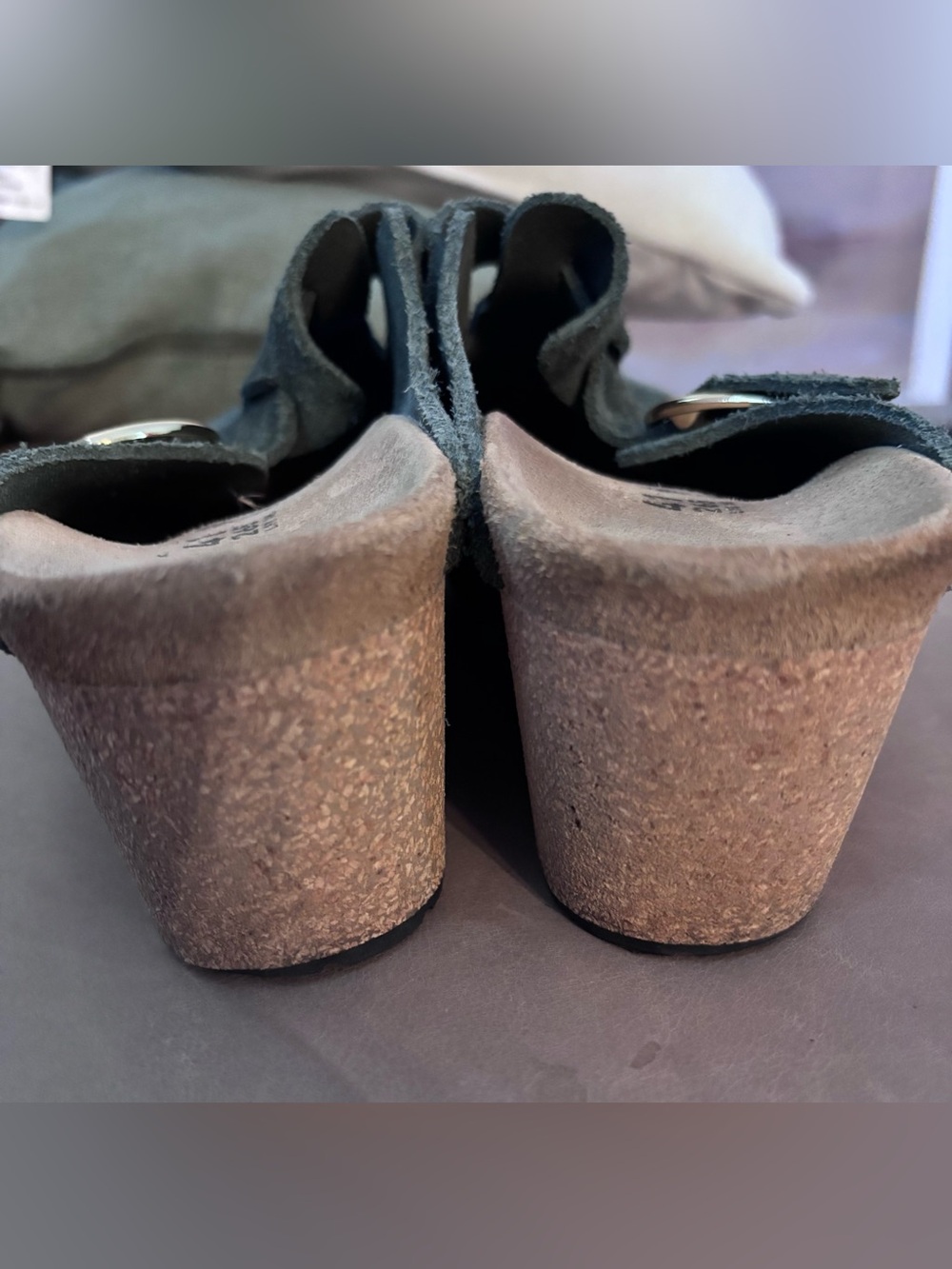 Papillio by Birkenstock Fanny Platform Clogs Forest Green Suede Size 41 US 10 - Picture 3 of 10